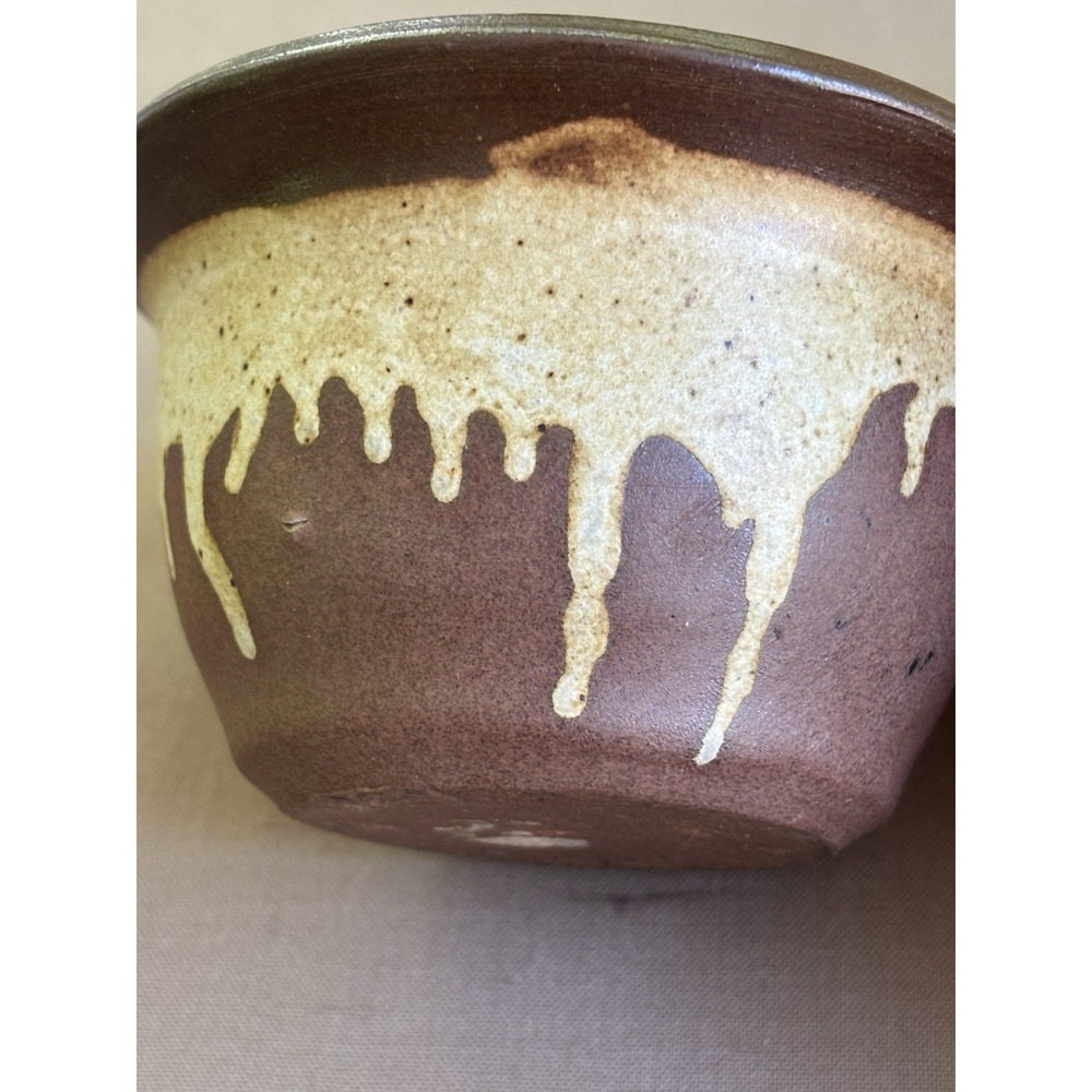 David Cressey Pottery Drip Glaze Brown Cream Bowl 4.5" USA 213 - Picture 3 of 11